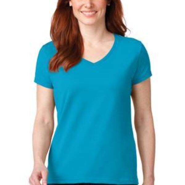 Ladies 100% Combed Ring Spun Cotton V Neck T Shirt Thumbnail