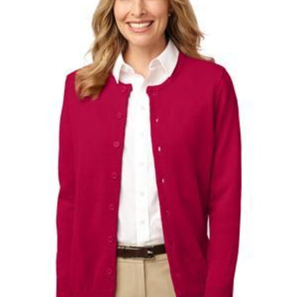 ICD Ladies Jewel Neck Cardigan Sweater Thumbnail